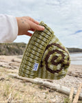 Delaine x Goofy - Brown Spiral on Green Stripes